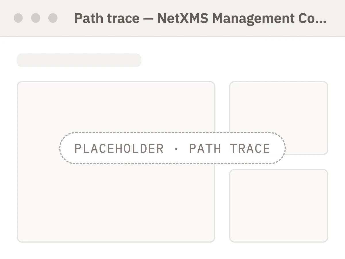Network path trace between two nodes, hop by hop